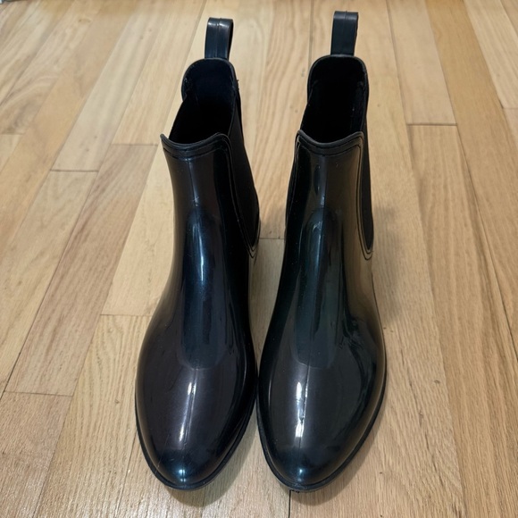 Henry Ferrera New York Black Glossy Rain Boots Size 8 - Picture 2 of 7